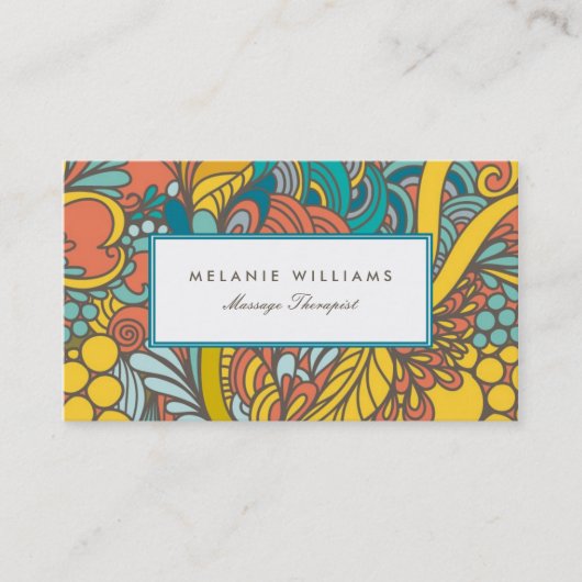 Retro Floral Design Visitekaartjes (Voorkant)