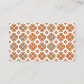 Retro Floral Diamond Pattern in blauw en oranje Visitekaartje (Achterkant)