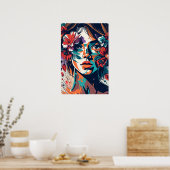 RETRO FLORAL DREAMY GIRL POWER POSTER (Keuken)