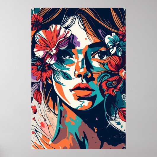 RETRO FLORAL DREAMY GIRL POWER POSTER (Voorkant)