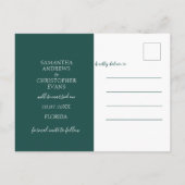 Retro Floral Emerald Photo Save the Date Wedding Briefkaart (Achterkant)
