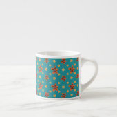 Retro Floral en Polka Dots op Blauwgroen Espresso  Kop (Rechts)