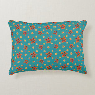 Retro Floral en Polkas op Blauwgroen piloot Decoratief Kussen