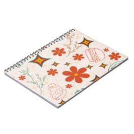 Retro Floral Fastfood Patroon Notitieboek
