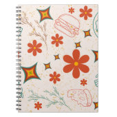 Retro Floral Fastfood Patroon Notitieboek (Voorkant)