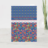 Retro Floral Faux Lace First Moederdag Kaart (Voorkant)