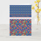 Retro Floral Faux Lace First Moederdag Kaart (Gele Bloem)