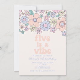 Retro Floral Five is a Vibe 5e verjaardag Kaart