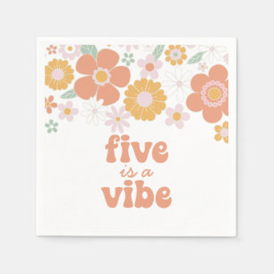 Retro Floral Five is a Vibe 5e verjaardag Servet