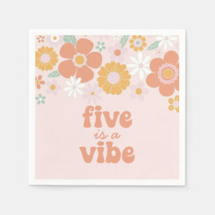 Retro Floral Five is a Vibe 5e verjaardag Servet