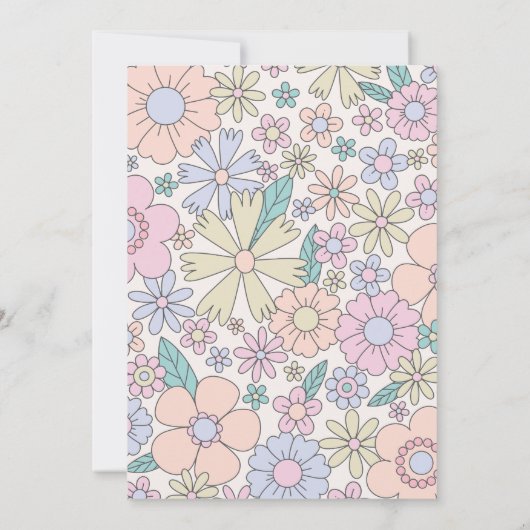 Retro Floral Five is een Vibe vijfde verjaardag Kaart (Achterkant)