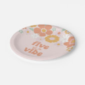 Retro Floral Five is een Vibe vijfde verjaardag Papieren Bordje (Gekanteld)