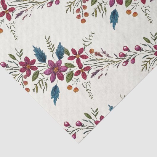 Retro Floral Folk Christmas Tissuepapier (Detail)