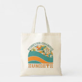 Retro Floral Forever Chasing Zonsondergangen Tote Bag (Achterkant)