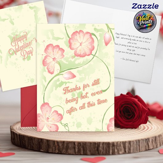 Retro Floral Funny Husband Valentine's Day Kaart