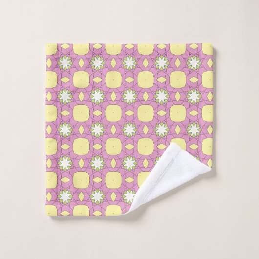 Retro floral geometric patterned bad handdoek (Wasdoekje)