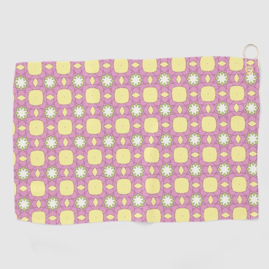 Retro floral geometric patterned golfhanddoek (Horizontaal)