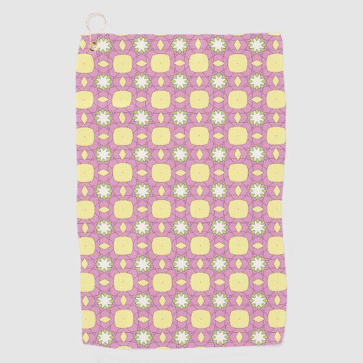 Retro floral geometric patterned golfhanddoek (Voorkant)