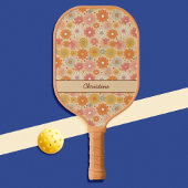 Retro Floral gepersonaliseerd monogram Pickleball Paddle