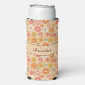 Retro Floral gepersonaliseerd monogram Seltzer Blikjeskoeler (Seltzer Voorkant)