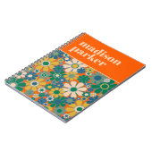  Retro Floral gepersonaliseerde jaren 60 esthetisc Notitieboek (Linkerzijde)