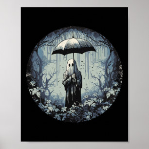 Retro Floral Ghost Halloween Ghost in de Poster