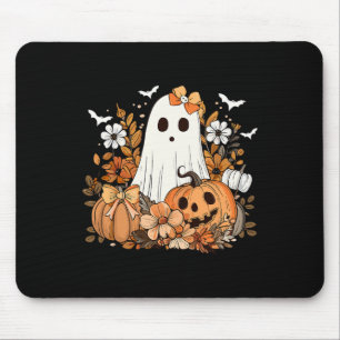 Retro Floral Ghost Schattige Pompoen Herfst Hallow Muismat