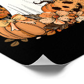 Retro Floral Ghost Schattige Pompoen Herfst Hallow Poster (Hoek)