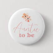 Retro Floral Girl Baby Shower Auntie To Be Ronde Button 5,7 Cm (Voorkant)