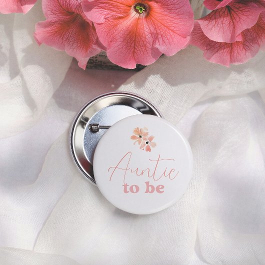 Retro Floral Girl Baby Shower Auntie To Be Ronde Button 5,7 Cm