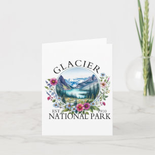 Retro Floral Glacier National Park Wandelcamping Kaart