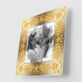 retro floral golden lijst. jouw foto. vierkante klok (Hoek)