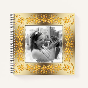 retro floral golden lijst. tekst. notitieboek