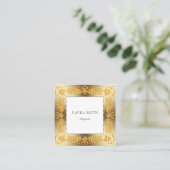 Retro floral golden lijst. vierkante visitekaartje (Staand voorkant)