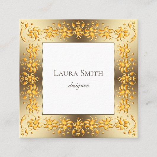Retro floral golden lijst. vierkante visitekaartje (Voorkant)
