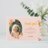 Retro Floral Groovy 3e Verjaardag bedankje Bedankkaart (Staand voorkant)