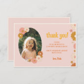 Retro Floral Groovy 3e Verjaardag bedankje Bedankkaart (Voorkant / Achterkant)