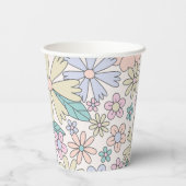 Retro Floral groovy Birthday Paper Cups Papieren Bekers (Achterkant)