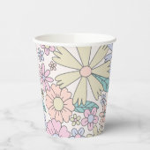 Retro Floral groovy Birthday Paper Cups Papieren Bekers (Links)