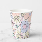 Retro Floral groovy Birthday Paper Cups Papieren Bekers (Rechts)
