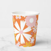 Retro Floral groovy Birthday Paper Cups Papieren Bekers (Links)