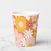 Retro Floral groovy Birthday Paper Cups Papieren Bekers (Rechts)