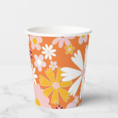 Retro Floral groovy Birthday Paper Cups Papieren Bekers (Voorkant)