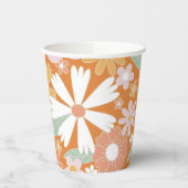 Retro Floral groovy Birthday Paper Cups Papieren Bekers (Links)