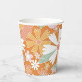 Retro Floral groovy Birthday Paper Cups Papieren Bekers (Voorkant)