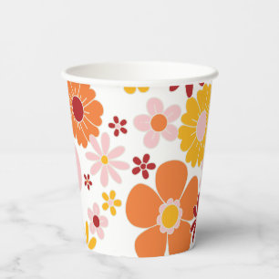 Retro Floral groovy Birthday Paper Cups Papieren Bekers