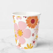 Retro Floral groovy Birthday Paper Cups Papieren Bekers (Links)