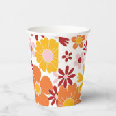 Retro Floral groovy Birthday Paper Cups Papieren Bekers (Rechts)