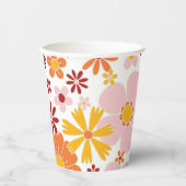 Retro Floral groovy Birthday Paper Cups Papieren Bekers (Voorkant)
