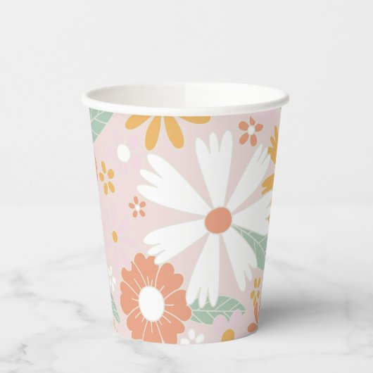 Retro Floral groovy Birthday Papieren Bekers (Links)